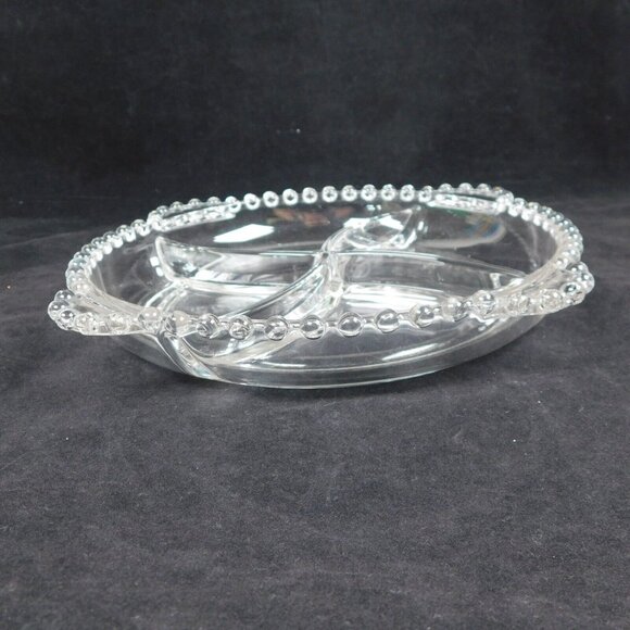 Imperial Glass Clear Candlewick Round 4 Part Divided Serving Relish Dish - Picture 5 of 7